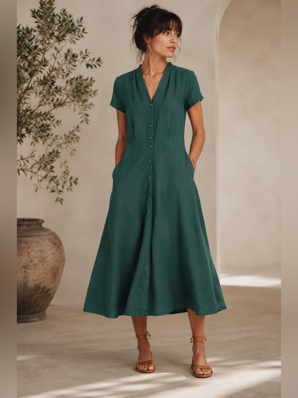NWT Seasalt Cornwall Carved Wood Linen Midi Dress
